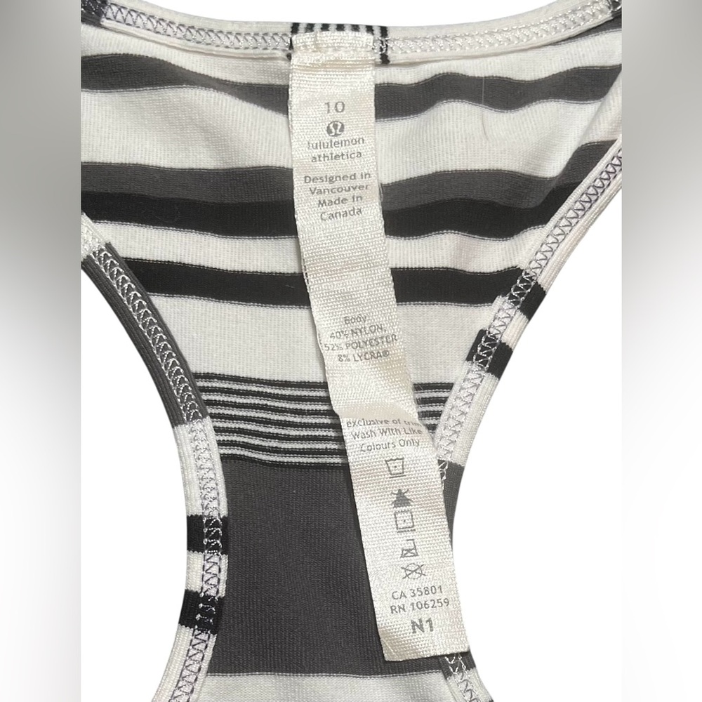Lululemon Athletica black, gray, & white sleeveless racerback top size 10 EUC - Picture 3 of 6